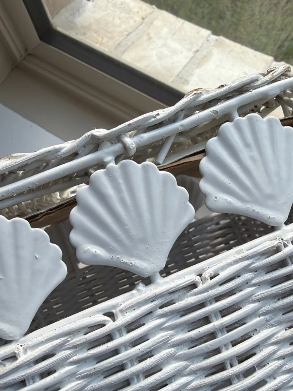 White Wicker Shell Accent Basket Tissue Box Cover - Coastal Home Accent